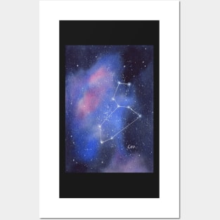 Zodiac Sign Leo Star Constellation with Galaxy Background Posters and Art